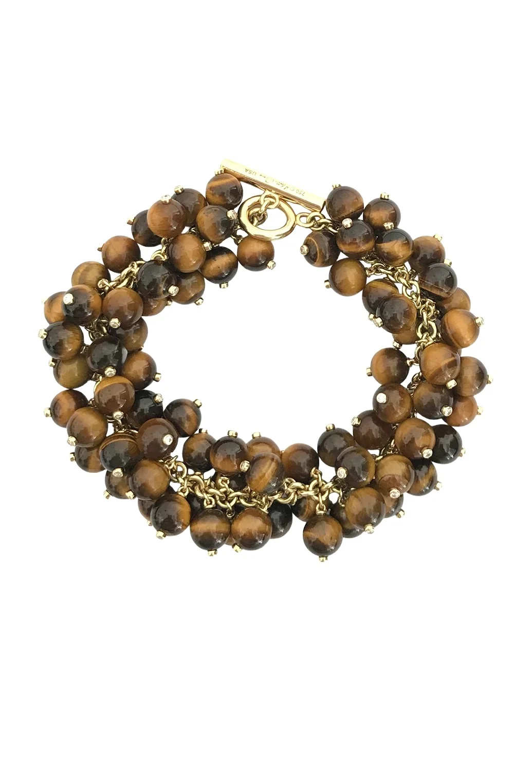 ALETTO BROTHERS Diamond Tigers Eye Beaded Terra Oro Bracelet