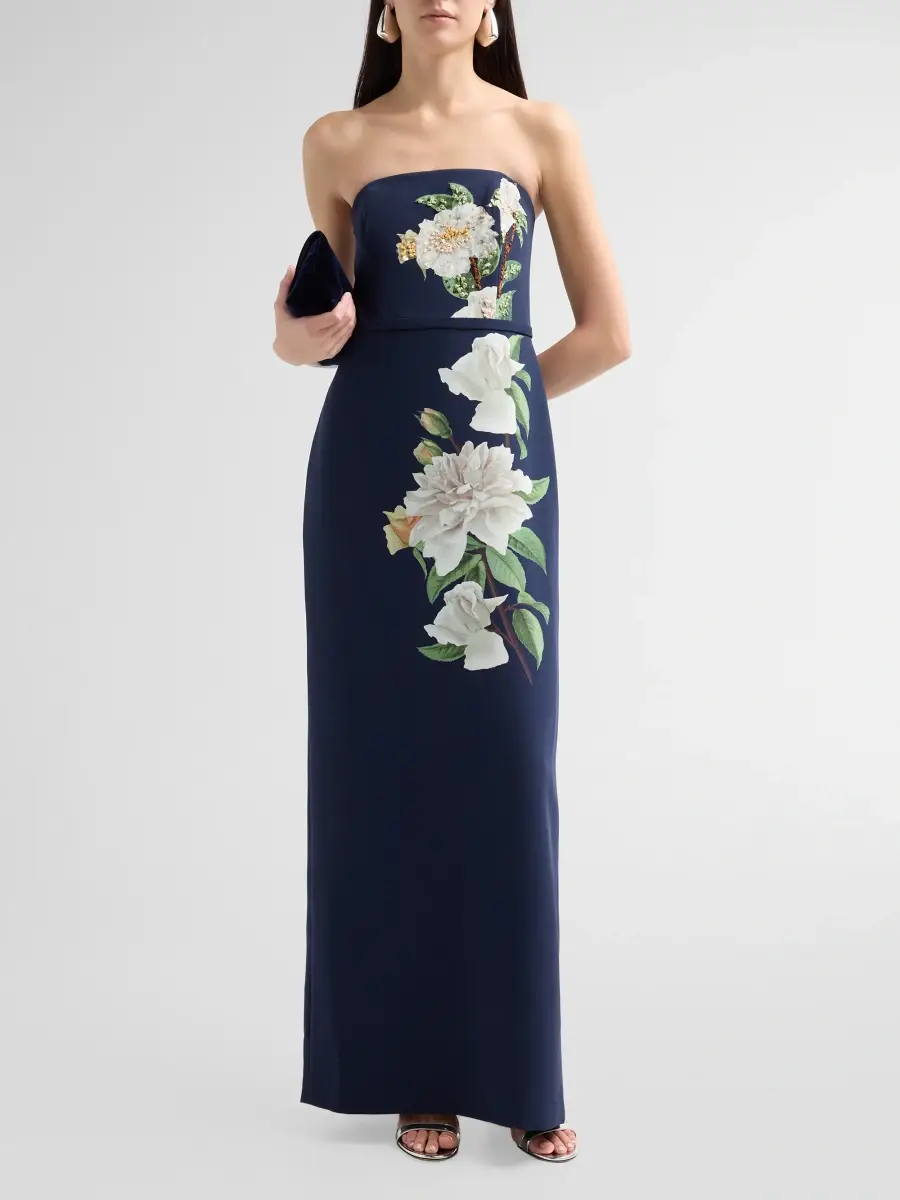 SACHIN & BABI Women's Sophia Floral Crepe Strapless Column Gown | Thumbnail 2 SACHIN & BABI Women's Sophia Floral Crepe Strapless Column Gown | Thumbnail 2