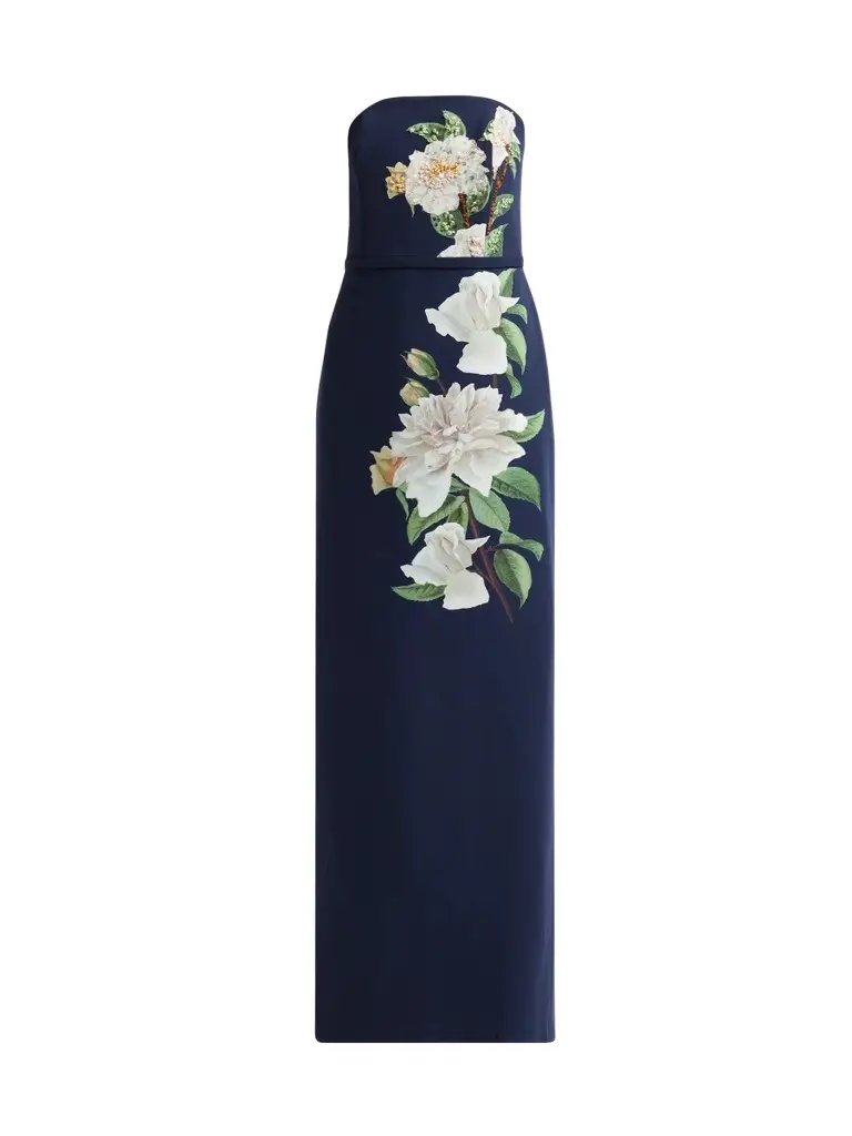 Women's Sophia Floral Crepe Strapless Column Gown Women's Sophia Floral Crepe Strapless Column Gown
