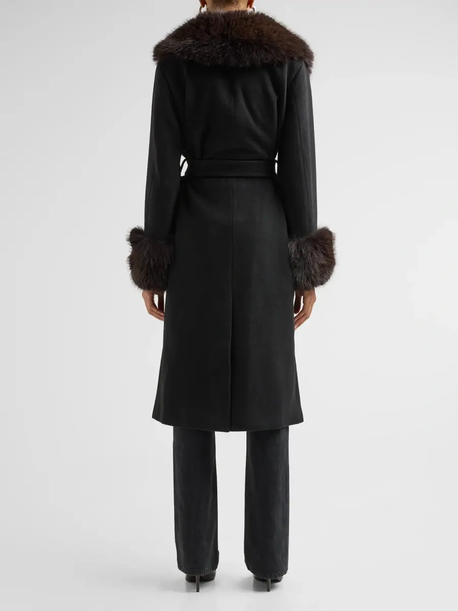 Simkhai Women's Kinsley Faux Fur Belted Long Coat | Thumbnail 3 Simkhai Women's Kinsley Faux Fur Belted Long Coat | Thumbnail 3