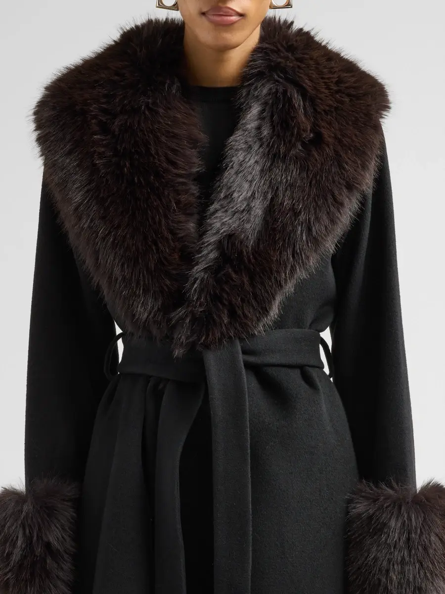 Simkhai Women's Kinsley Faux Fur Belted Long Coat | Thumbnail 5 Simkhai Women's Kinsley Faux Fur Belted Long Coat | Thumbnail 5
