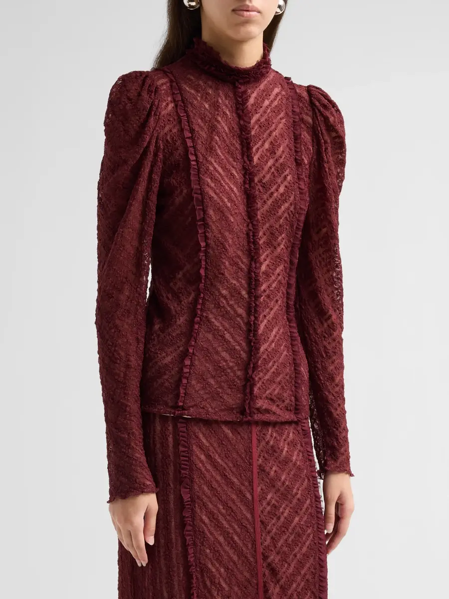 Cinq à Sept Women's Sabrina Ruffled Lace Top | Thumbnail 4