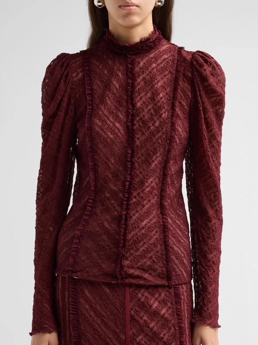 Cinq à Sept Women's Sabrina Ruffled Lace Top | Thumbnail 5