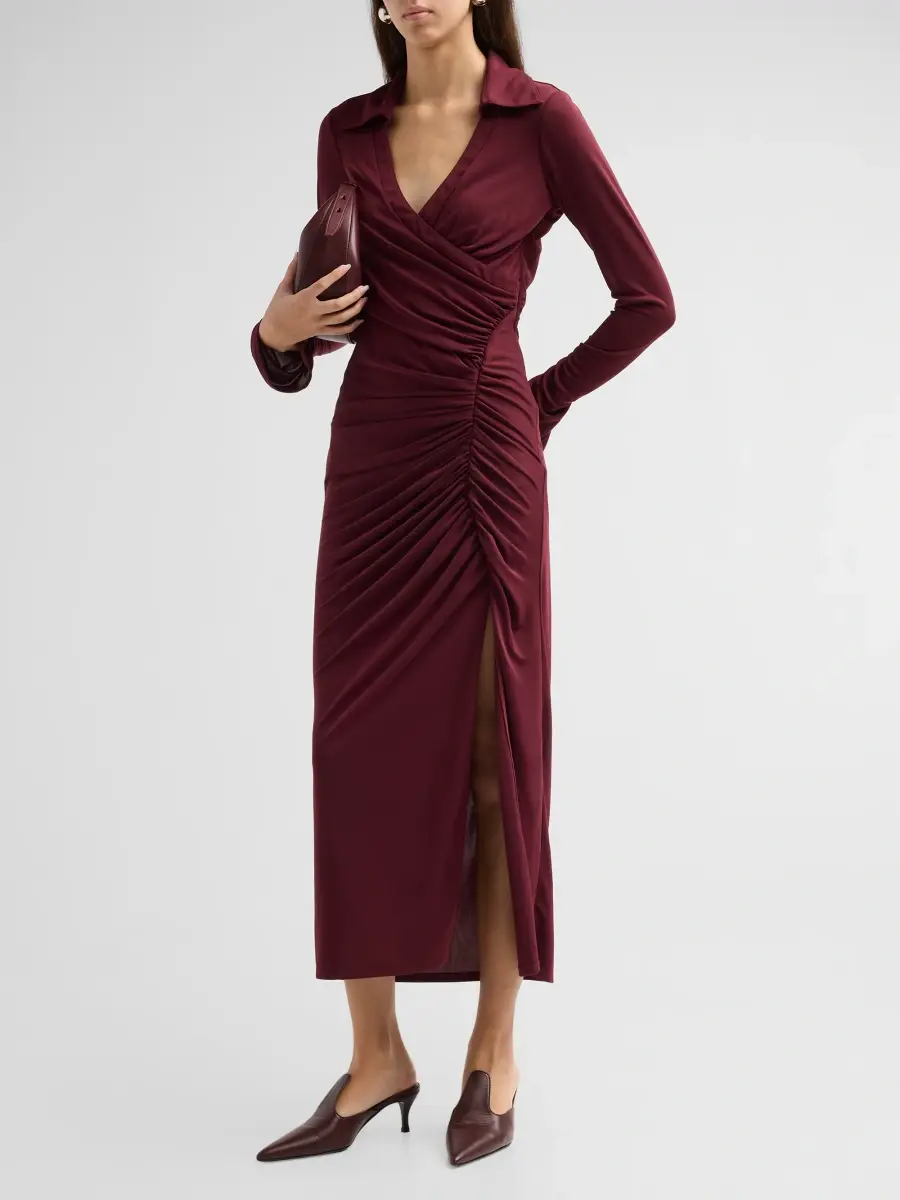 Cinq à Sept Women's Fabia Ruched Midi Dress | Thumbnail 4 Cinq à Sept Women's Fabia Ruched Midi Dress | Thumbnail 4