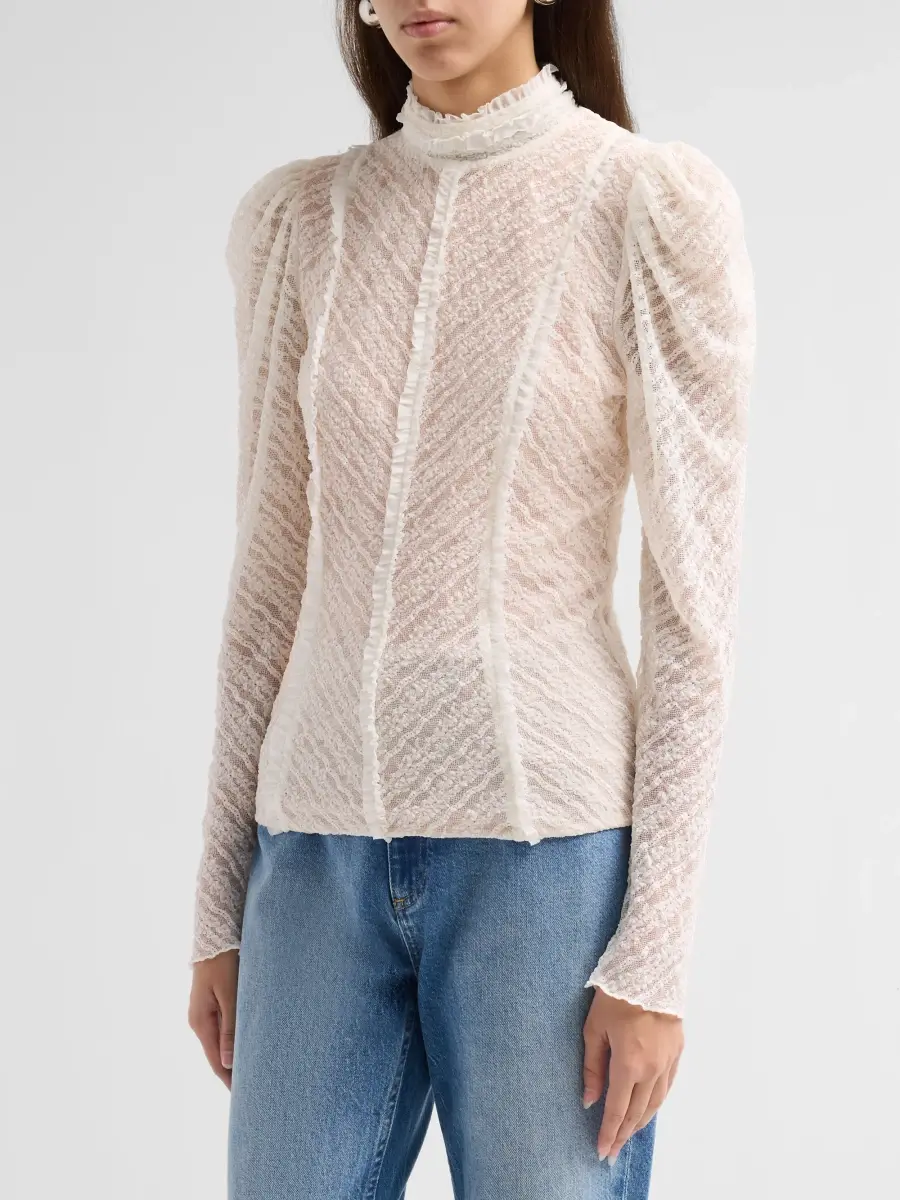 Cinq à Sept Women's Sabrina Ruffled Lace Top | Thumbnail 4