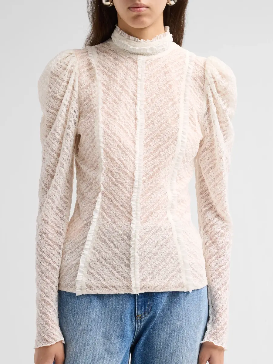 Cinq à Sept Women's Sabrina Ruffled Lace Top | Thumbnail 5