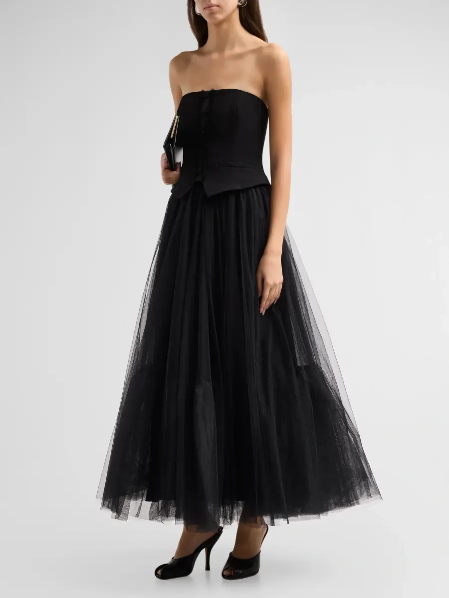 Cinq à Sept Women's Lunelle Tulle Midi Dress | Thumbnail 4 Cinq à Sept Women's Lunelle Tulle Midi Dress | Thumbnail 4