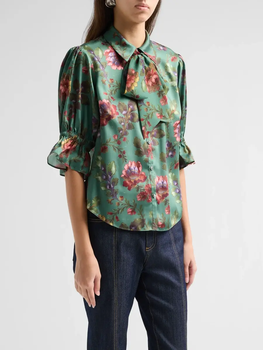 Cinq à Sept Women's Fiona Floral Satin Top | Thumbnail 4 Cinq à Sept Women's Fiona Floral Satin Top | Thumbnail 4