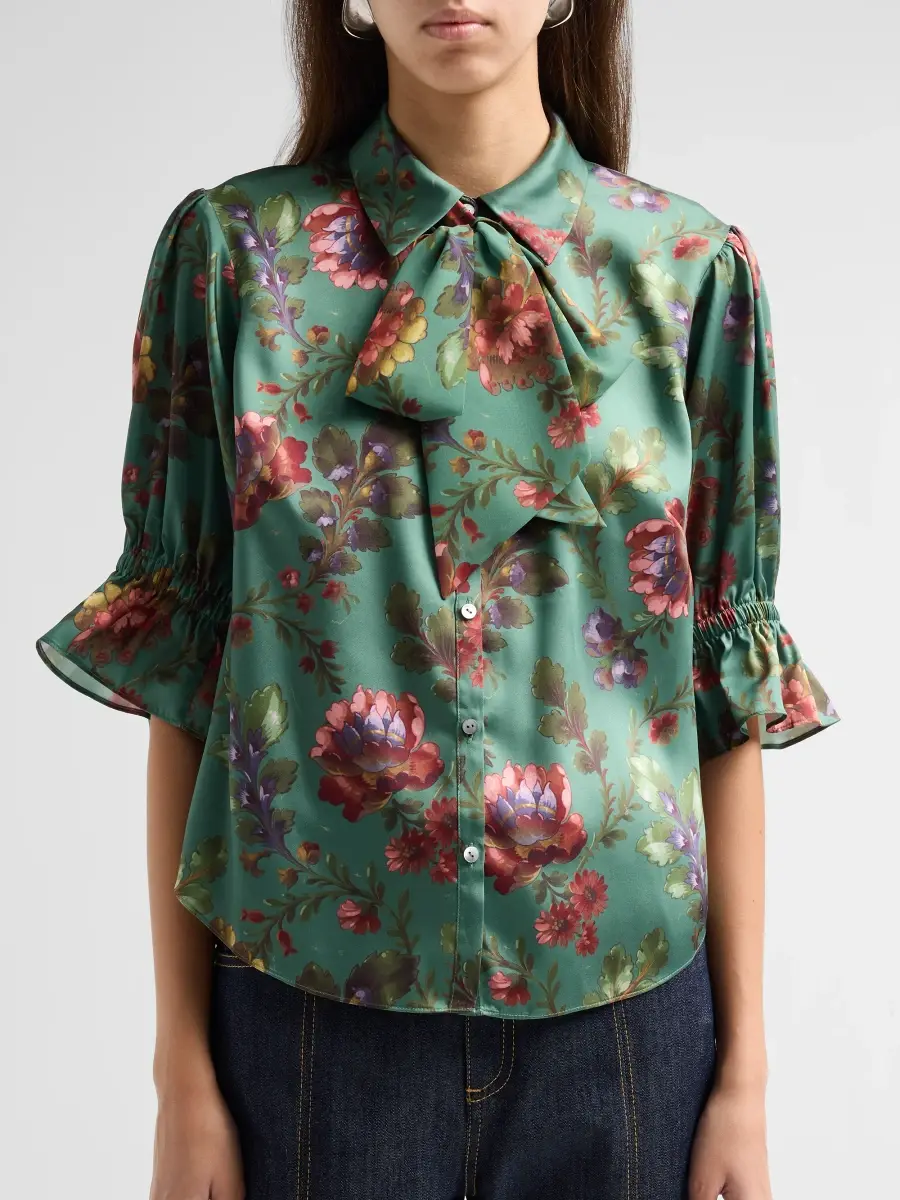 Cinq à Sept Women's Fiona Floral Satin Top | Thumbnail 5 Cinq à Sept Women's Fiona Floral Satin Top | Thumbnail 5