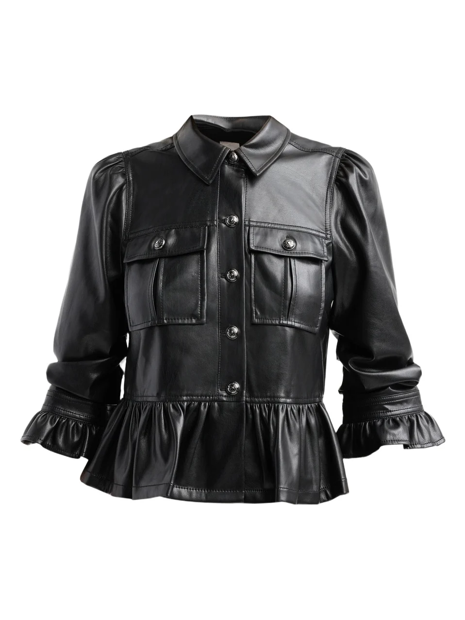 Cinq à Sept Women's Delanie Ruffled Faux-Leather Jacket