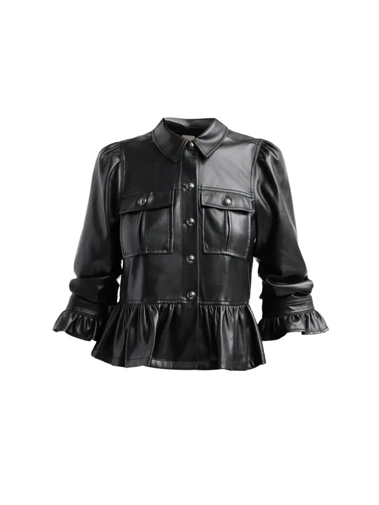Women's Delanie Ruffled Faux-Leather Jacket