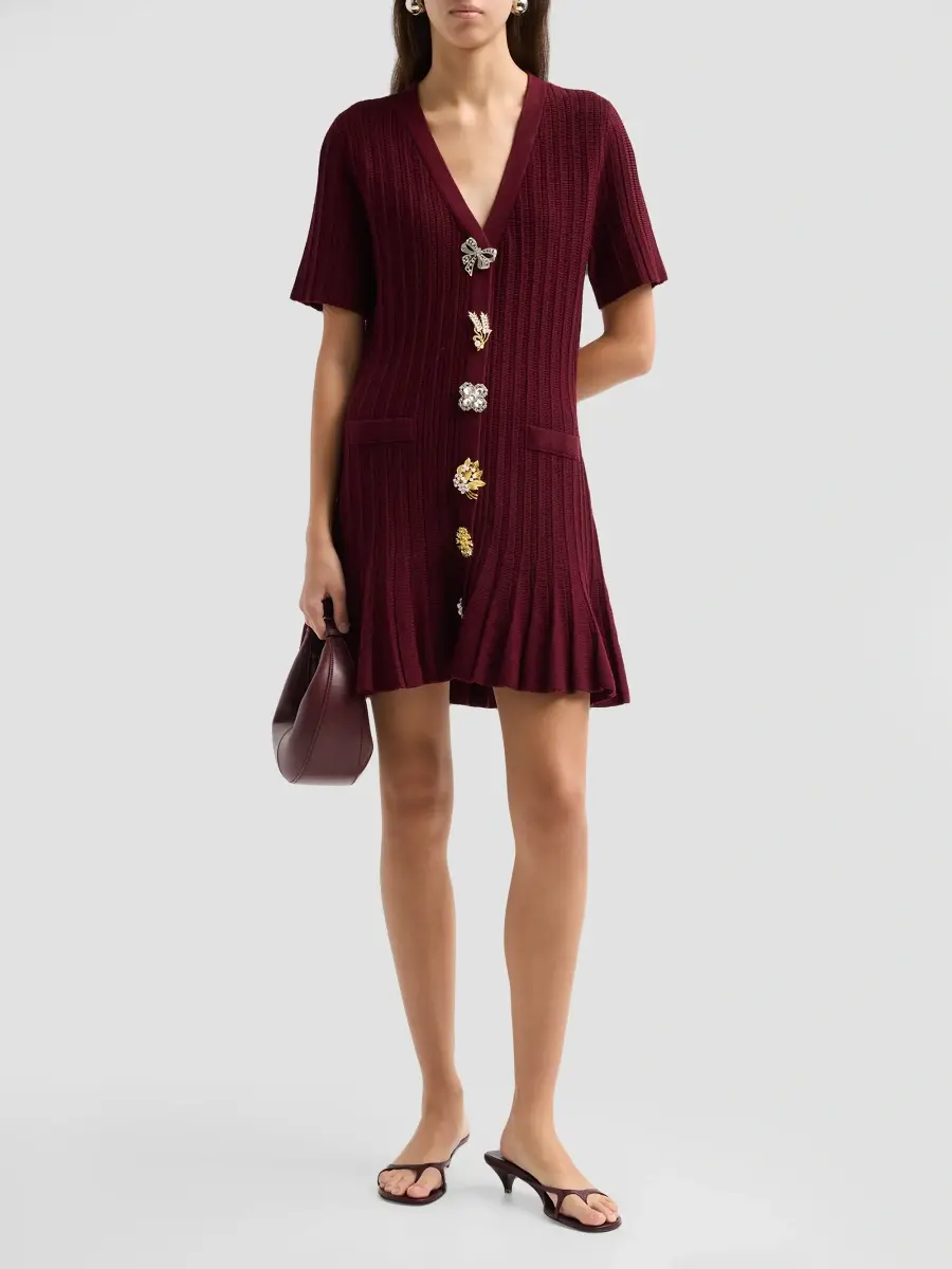 Cinq à Sept Women's Calyssa Embellished-Button Wool-Blend Mini Dress | Thumbnail 2 Cinq à Sept Women's Calyssa Embellished-Button Wool-Blend Mini Dress | Thumbnail 2