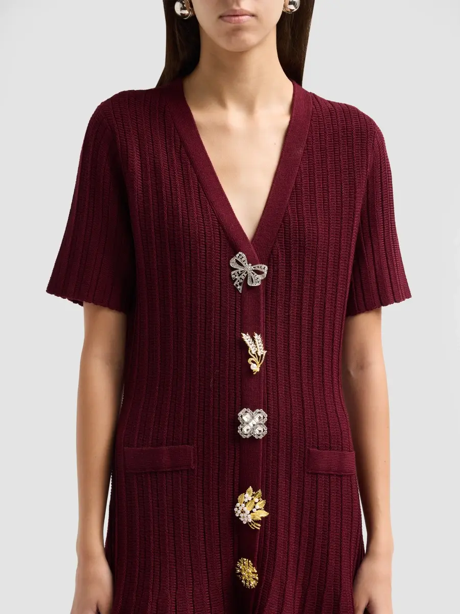 Cinq à Sept Women's Calyssa Embellished-Button Wool-Blend Mini Dress | Thumbnail 5 Cinq à Sept Women's Calyssa Embellished-Button Wool-Blend Mini Dress | Thumbnail 5