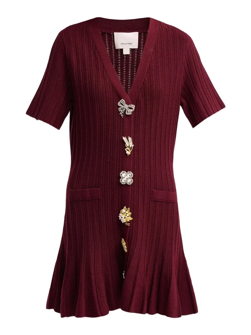 Women's Calyssa Embellished-Button Wool-Blend Mini Dress
