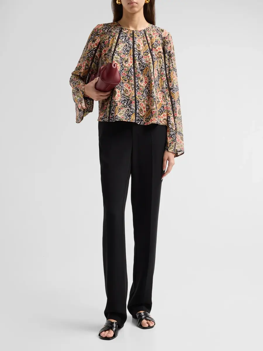 Cinq à Sept Women's Virelia Paisley Ladder-Stitch-Trim Top | Thumbnail 2 Cinq à Sept Women's Virelia Paisley Ladder-Stitch-Trim Top | Thumbnail 2