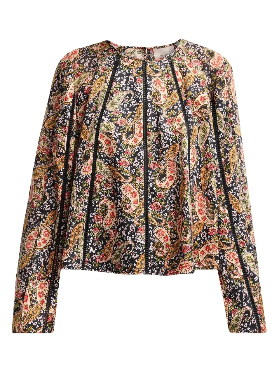 Cinq à Sept Women's Virelia Paisley Ladder-Stitch-Trim Top