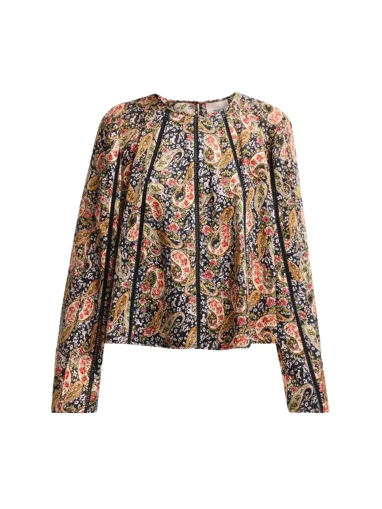 Women's Virelia Paisley Ladder-Stitch-Trim Top Women's Virelia Paisley Ladder-Stitch-Trim Top