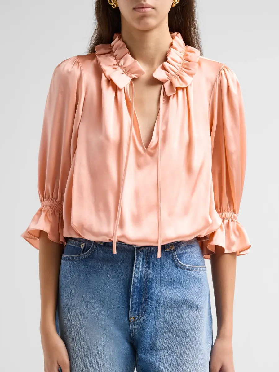 Cinq à Sept Women's Luciana Ruffled Silk Blouse | Thumbnail 5 Cinq à Sept Women's Luciana Ruffled Silk Blouse | Thumbnail 5