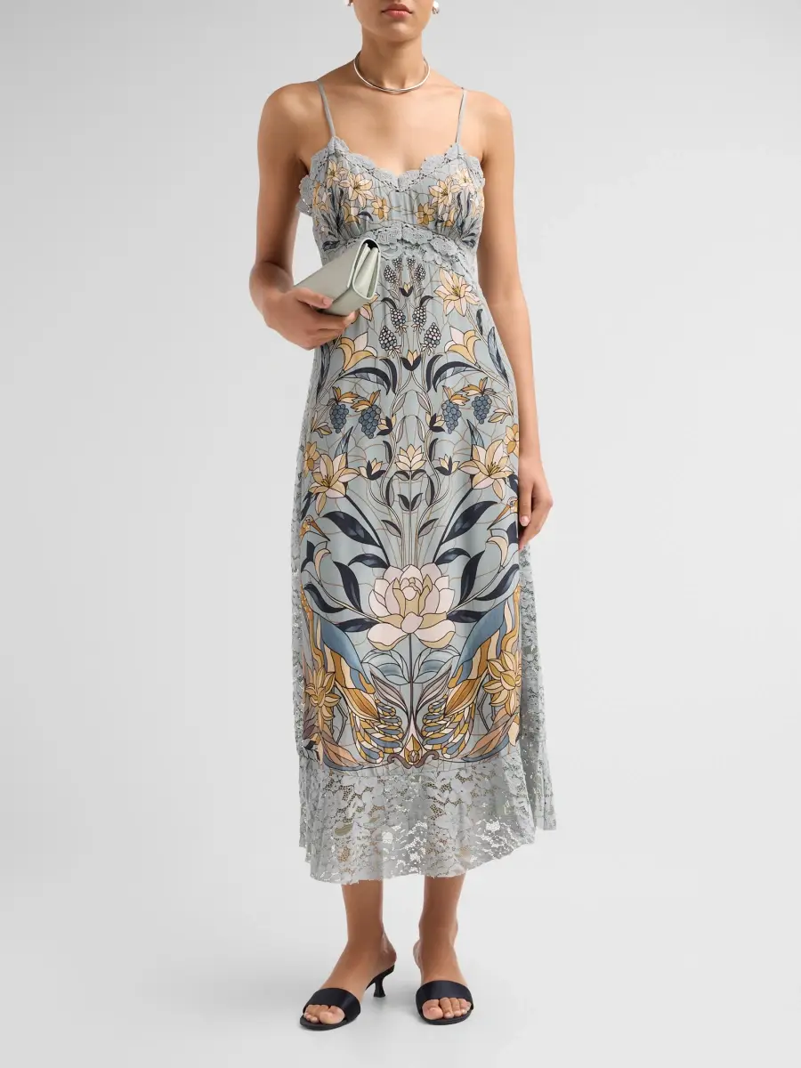 Farm Rio Women's Stained Glass Midi Slipdress | Thumbnail 2