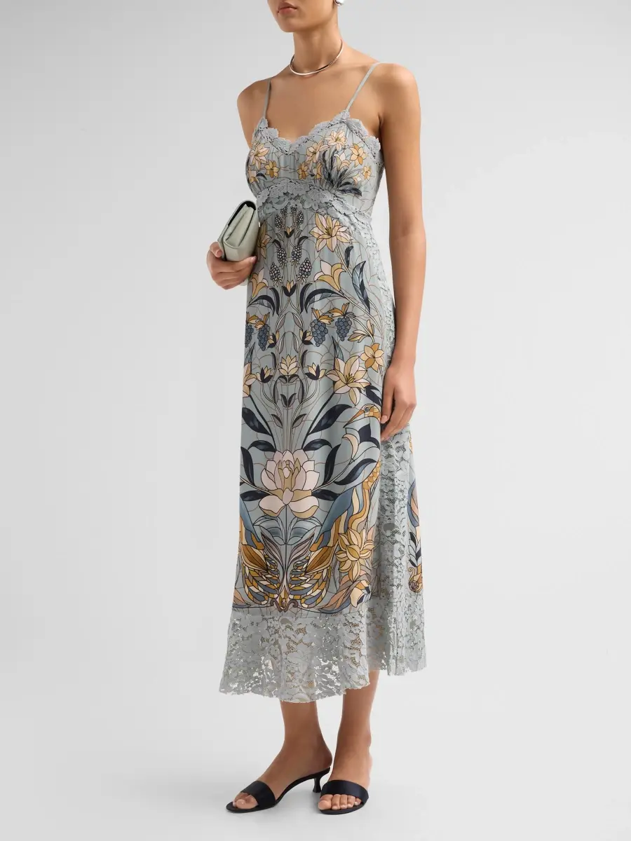 Farm Rio Women's Stained Glass Midi Slipdress | Thumbnail 4