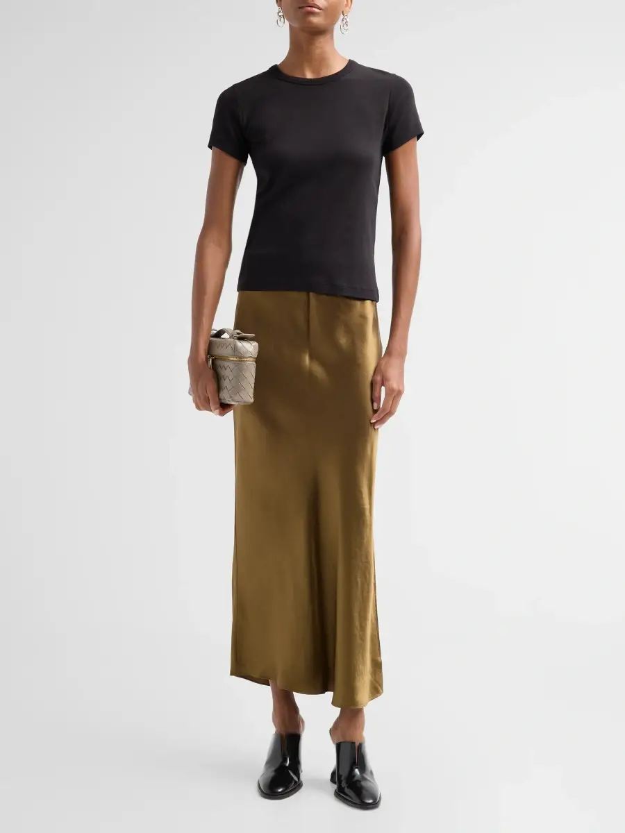Vince Women's Split Satin Midi-Skirt | Thumbnail 2 Vince Women's Split Satin Midi-Skirt | Thumbnail 2