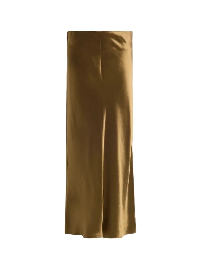 Women's Split Satin Midi-Skirt