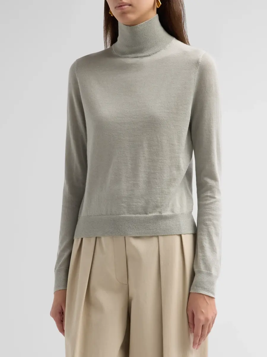 Vince Women's Turtleneck Cashmere-Silk Sweater | Thumbnail 4