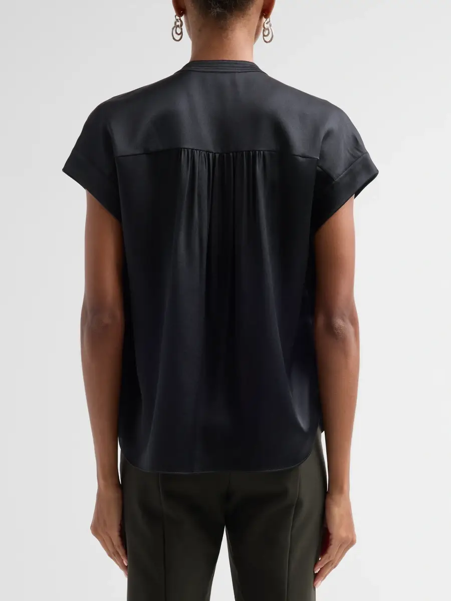Vince Women's Silk Gathered Neck Cap-Sleeve Blouse | Thumbnail 3 Vince Women's Silk Gathered Neck Cap-Sleeve Blouse | Thumbnail 3