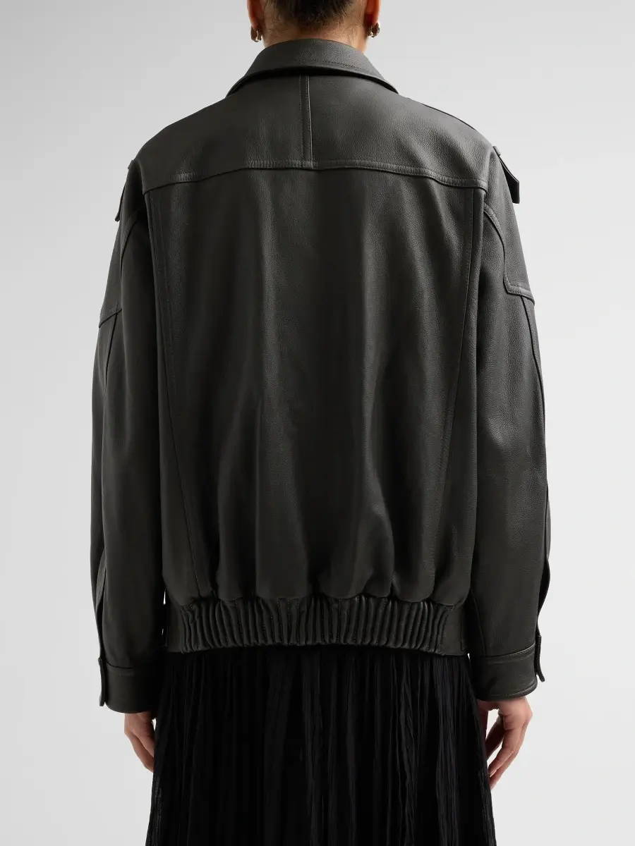 Vince Women's Oversized Leather Biker Jacket | Thumbnail 3 Vince Women's Oversized Leather Biker Jacket | Thumbnail 3