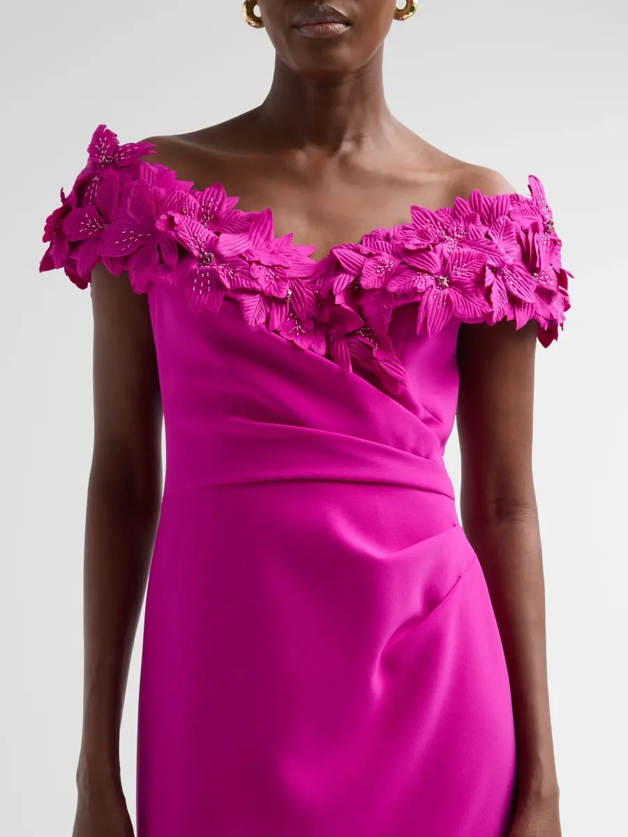 Teri Jon by Rickie Freeman Women's Crepe Off-The-Shoulder Gown | Thumbnail 5