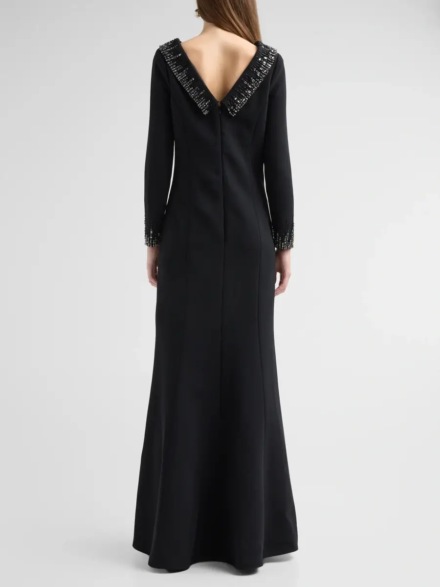 Teri Jon by Rickie Freeman Women's Beaded Crepe Gown | Thumbnail 3 Teri Jon by Rickie Freeman Women's Beaded Crepe Gown | Thumbnail 3