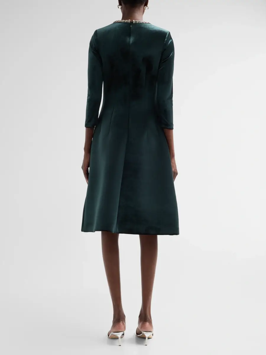 Teri Jon by Rickie Freeman Women's Embellished Velvet Cocktail Midi Dress | Thumbnail 3 Teri Jon by Rickie Freeman Women's Embellished Velvet Cocktail Midi Dress | Thumbnail 3