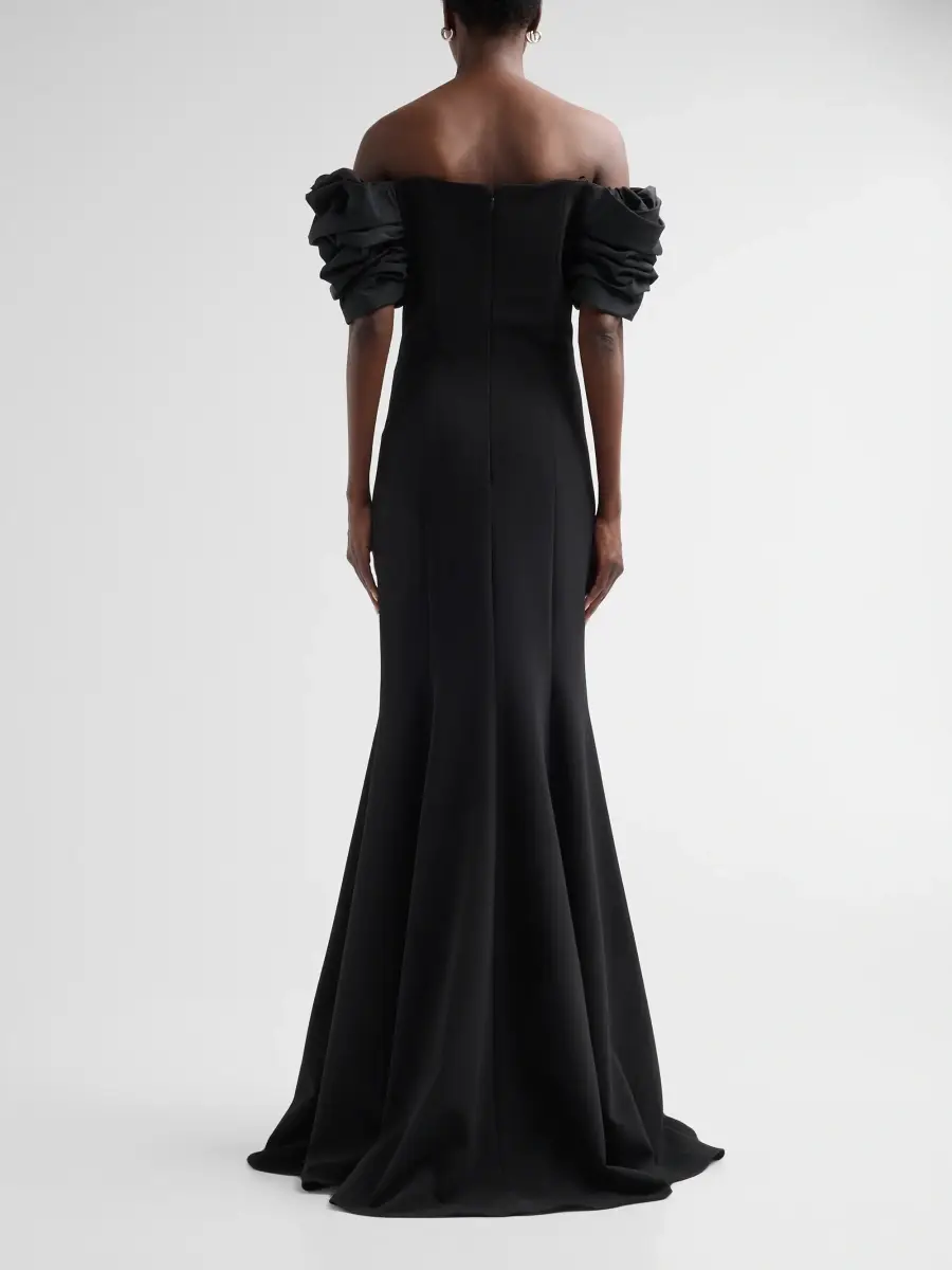 Teri Jon by Rickie Freeman Women's Crepe Off-The-Shoulder Gown | Thumbnail 3