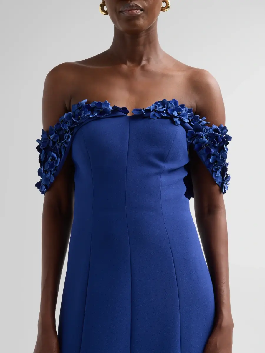 Teri Jon by Rickie Freeman Women's Crepe Off-The-Shoulder Gown | Thumbnail 5