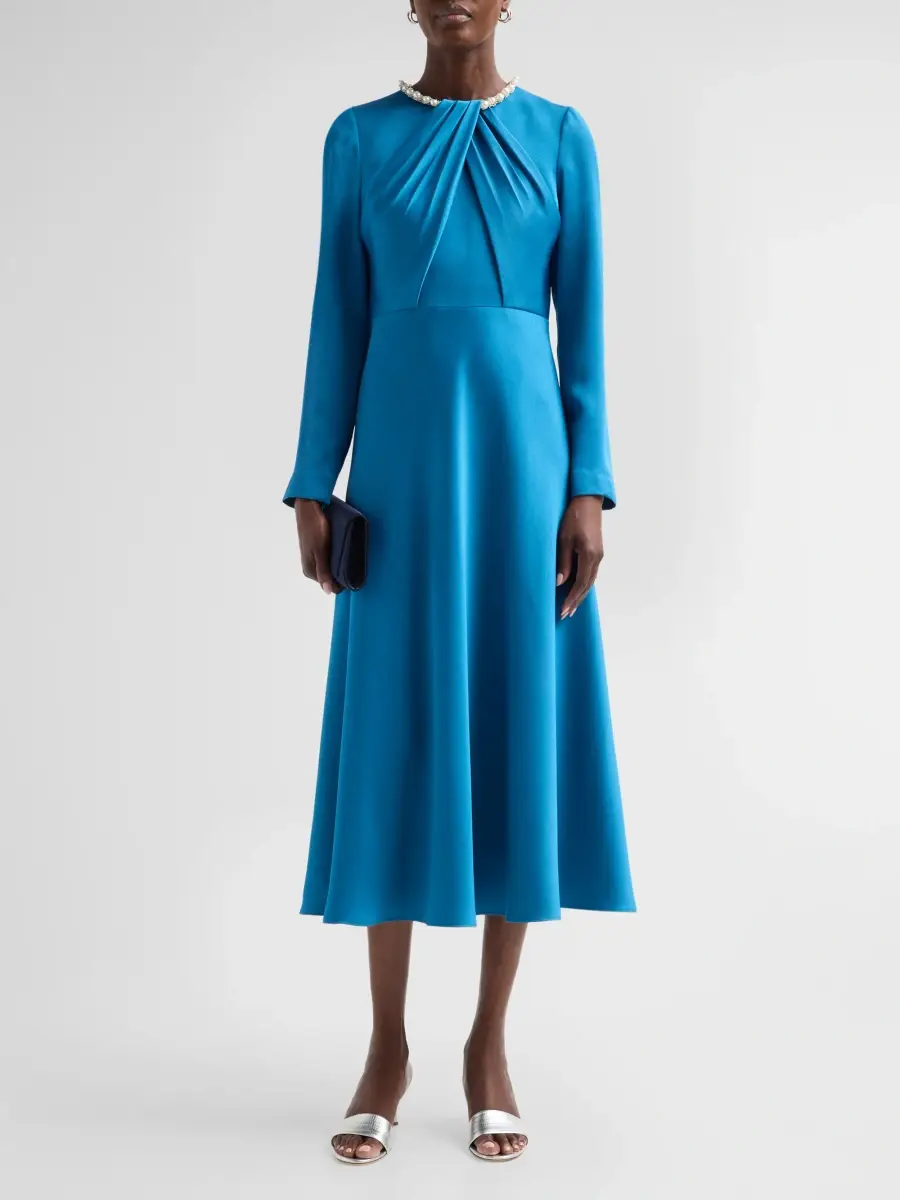 Teri Jon by Rickie Freeman Women's Crepe Cocktail Midi Dress | Thumbnail 2 Teri Jon by Rickie Freeman Women's Crepe Cocktail Midi Dress | Thumbnail 2