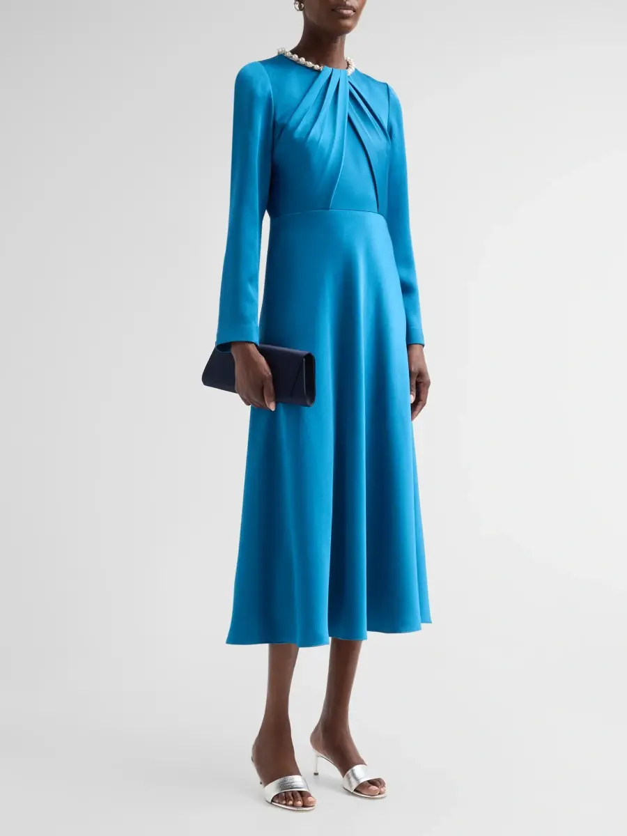 Teri Jon by Rickie Freeman Women's Crepe Cocktail Midi Dress | Thumbnail 4 Teri Jon by Rickie Freeman Women's Crepe Cocktail Midi Dress | Thumbnail 4