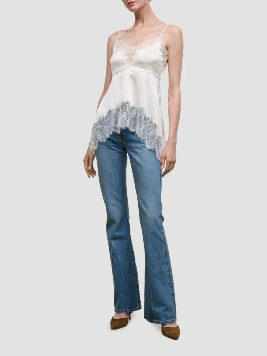 Staud Women's Lina Lace-Trimmed Silk Cami | Thumbnail 2 Staud Women's Lina Lace-Trimmed Silk Cami | Thumbnail 2