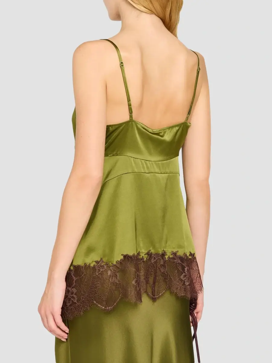 Staud Women's Lina Lace-Trimmed Silk Cami | Thumbnail 4 Staud Women's Lina Lace-Trimmed Silk Cami | Thumbnail 4