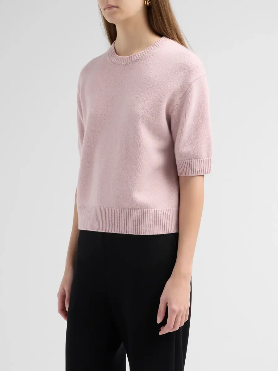 Theory Women's Cashmere Knit Crop T-Shirt | Thumbnail 4 Theory Women's Cashmere Knit Crop T-Shirt | Thumbnail 4