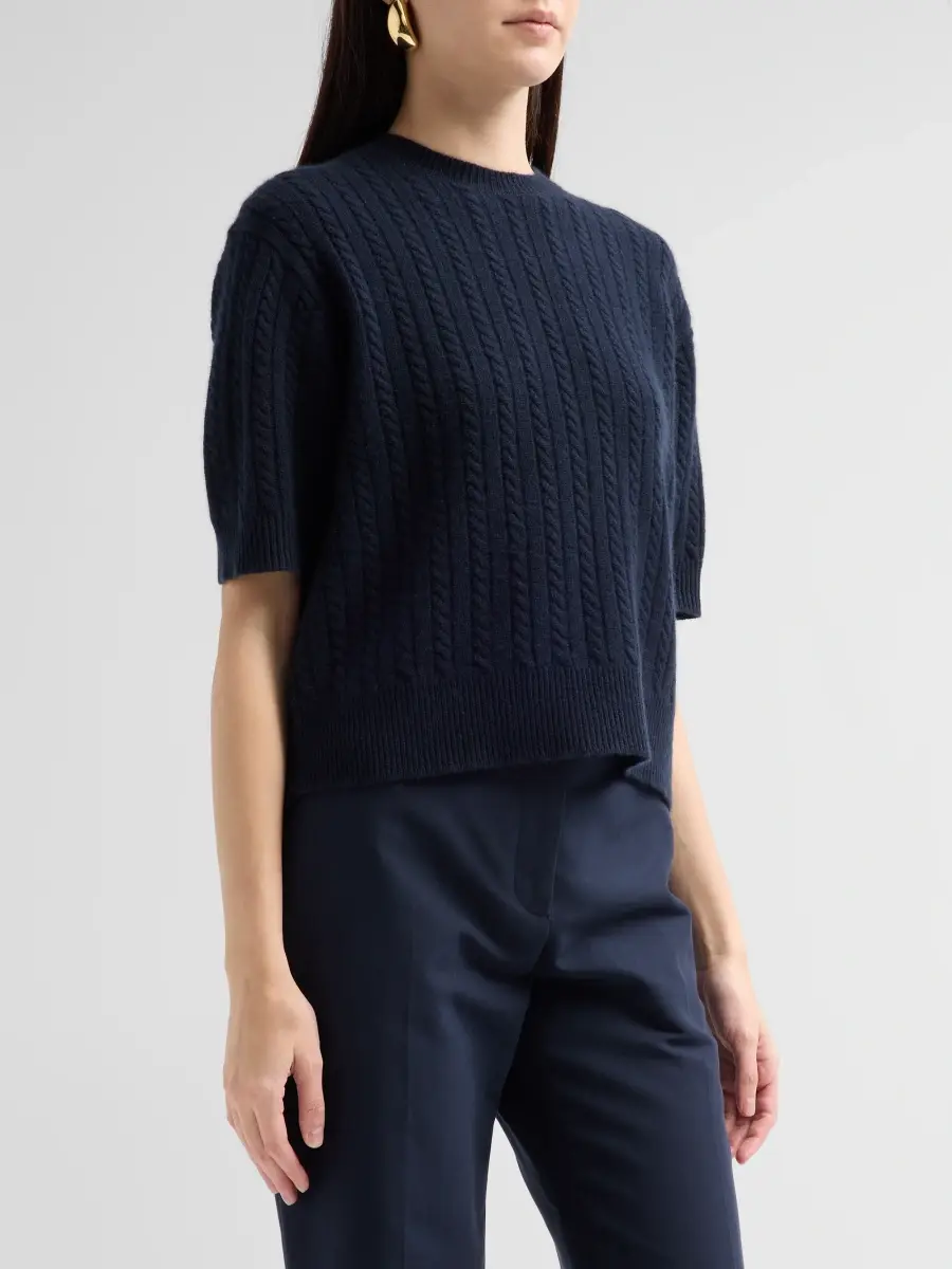 Theory Women's Cable-Knit Cashmere Crop Sweater | Thumbnail 4 Theory Women's Cable-Knit Cashmere Crop Sweater | Thumbnail 4
