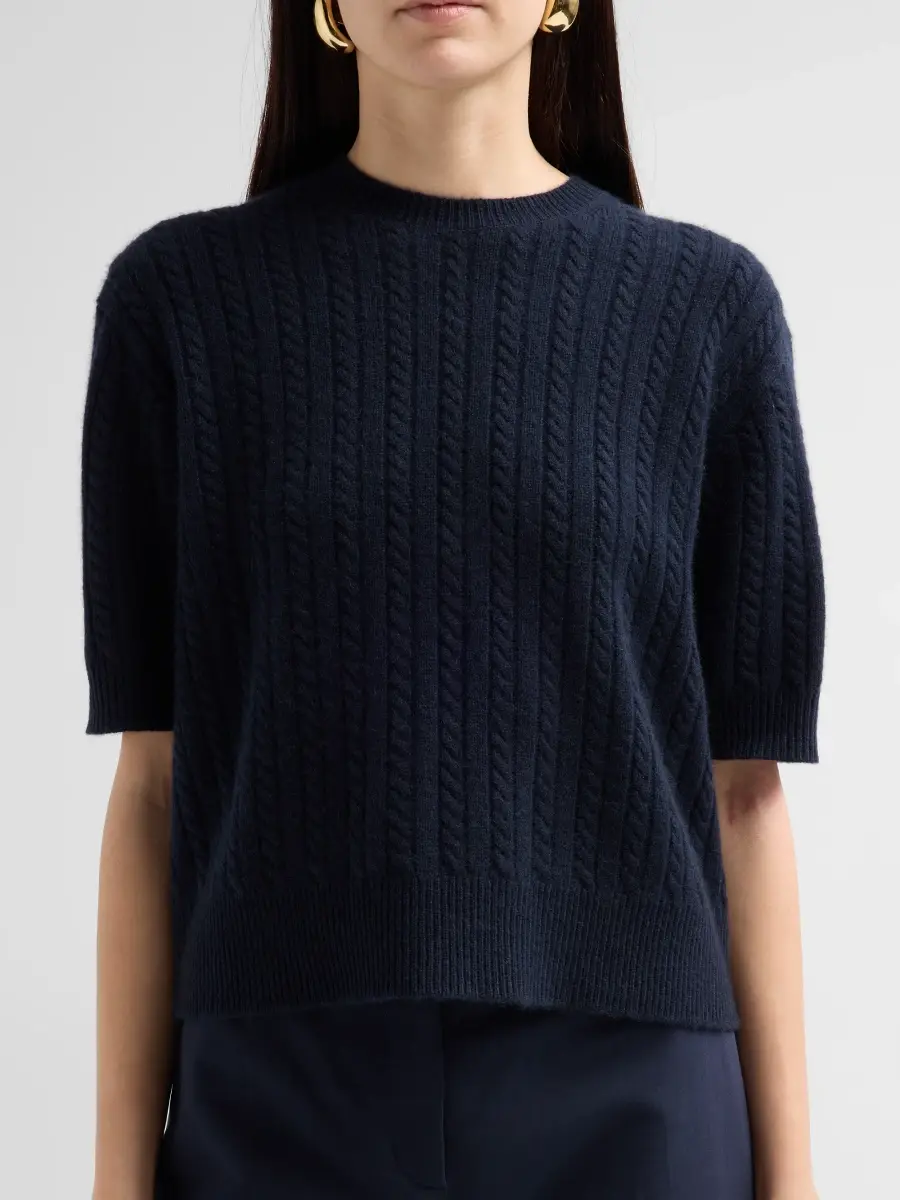 Theory Women's Cable-Knit Cashmere Crop Sweater | Thumbnail 5 Theory Women's Cable-Knit Cashmere Crop Sweater | Thumbnail 5