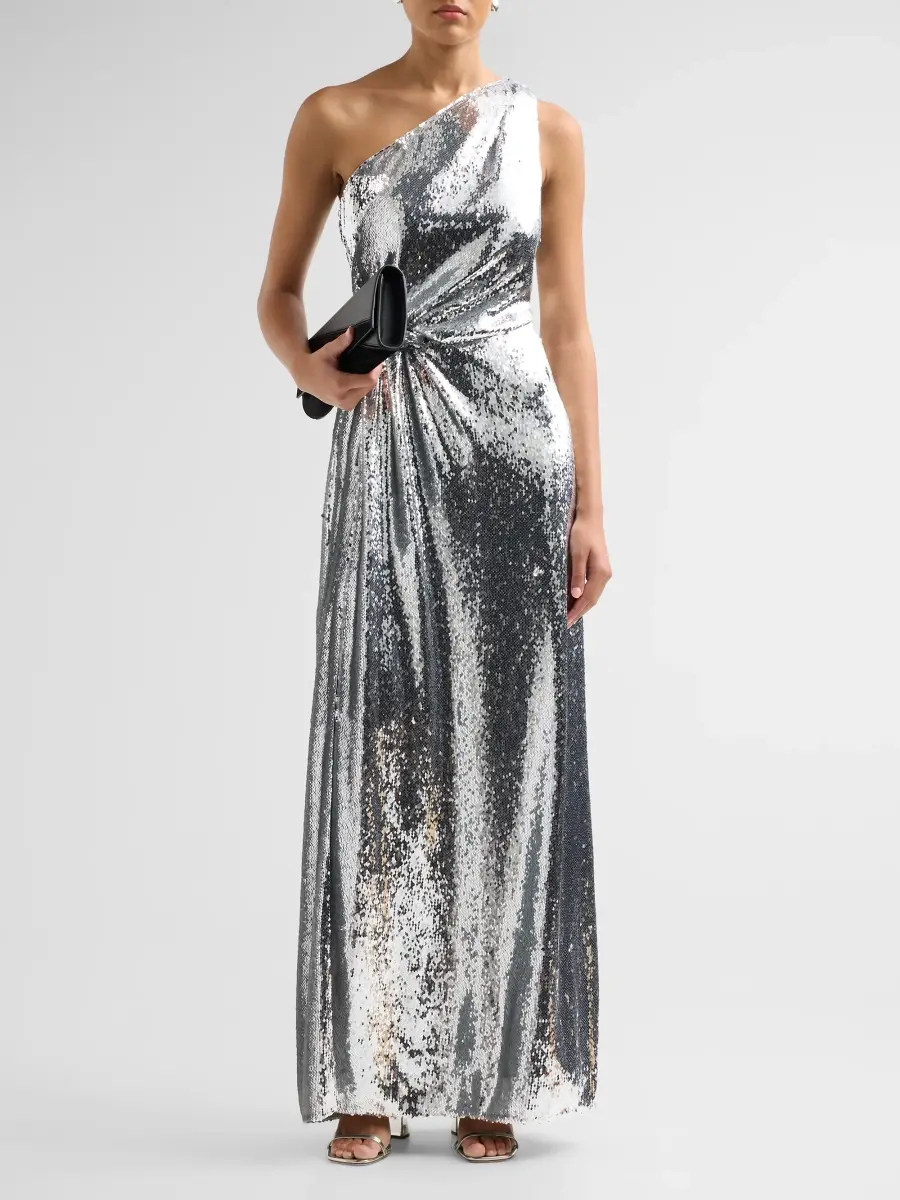 Milly Women's Porsha Sequin Knot One-Shoulder Gown | Thumbnail 2