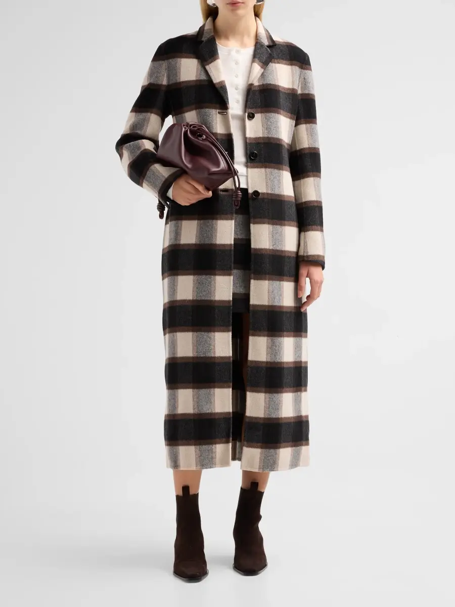 Theory Women's Plaid Virgin Wool-Blend Long Coat | Thumbnail 2