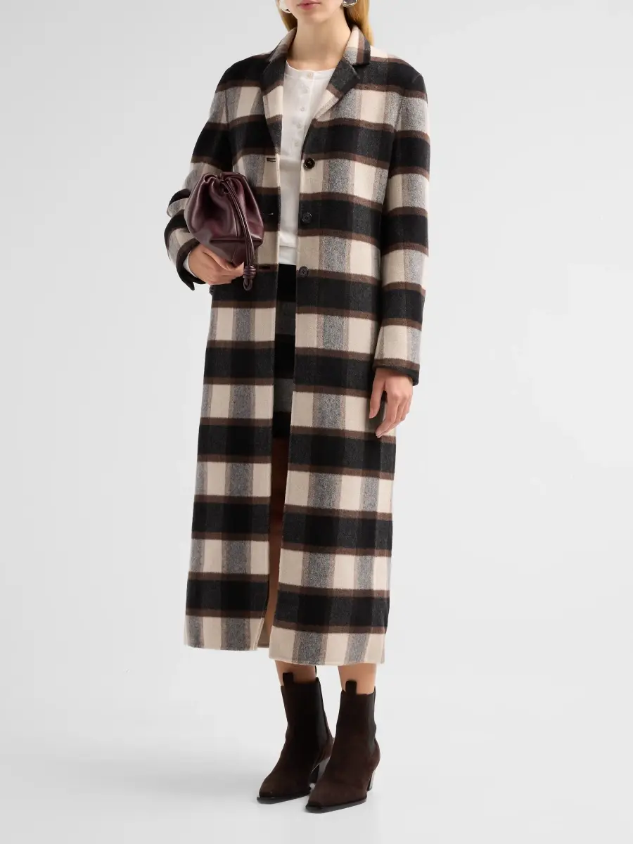 Theory Women's Plaid Virgin Wool-Blend Long Coat | Thumbnail 4