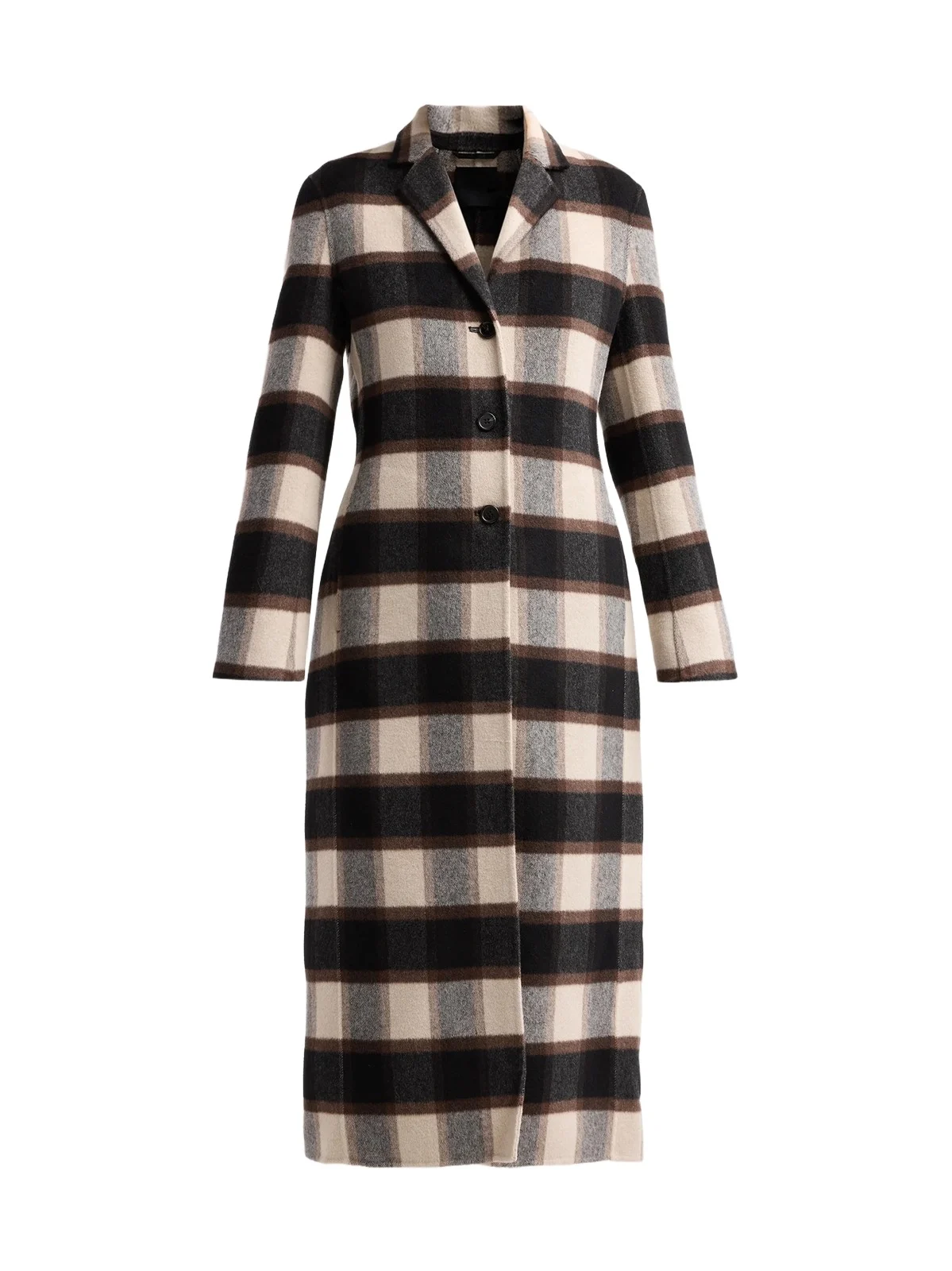Women's Plaid Virgin Wool-Blend Long Coat Women's Plaid Virgin Wool-Blend Long Coat