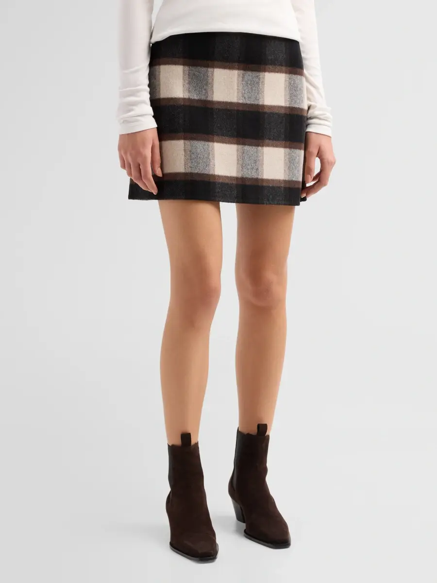 Theory Women's Wool Plaid Mini Skirt | Thumbnail 4