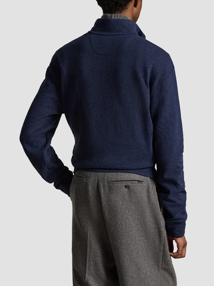 Polo Ralph Lauren Men's Herringbone-Print Jersey Quarter-Zip Sweater | Thumbnail 3