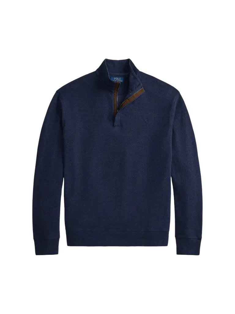 Polo Ralph Lauren Men's Herringbone-Print Jersey Quarter-Zip Sweater