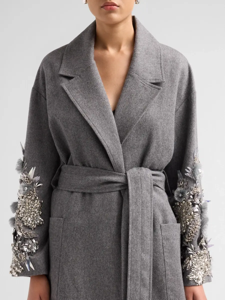 Libertine Women's Frosted Flowers Embellished Wrap Coat | Thumbnail 5 Libertine Women's Frosted Flowers Embellished Wrap Coat | Thumbnail 5