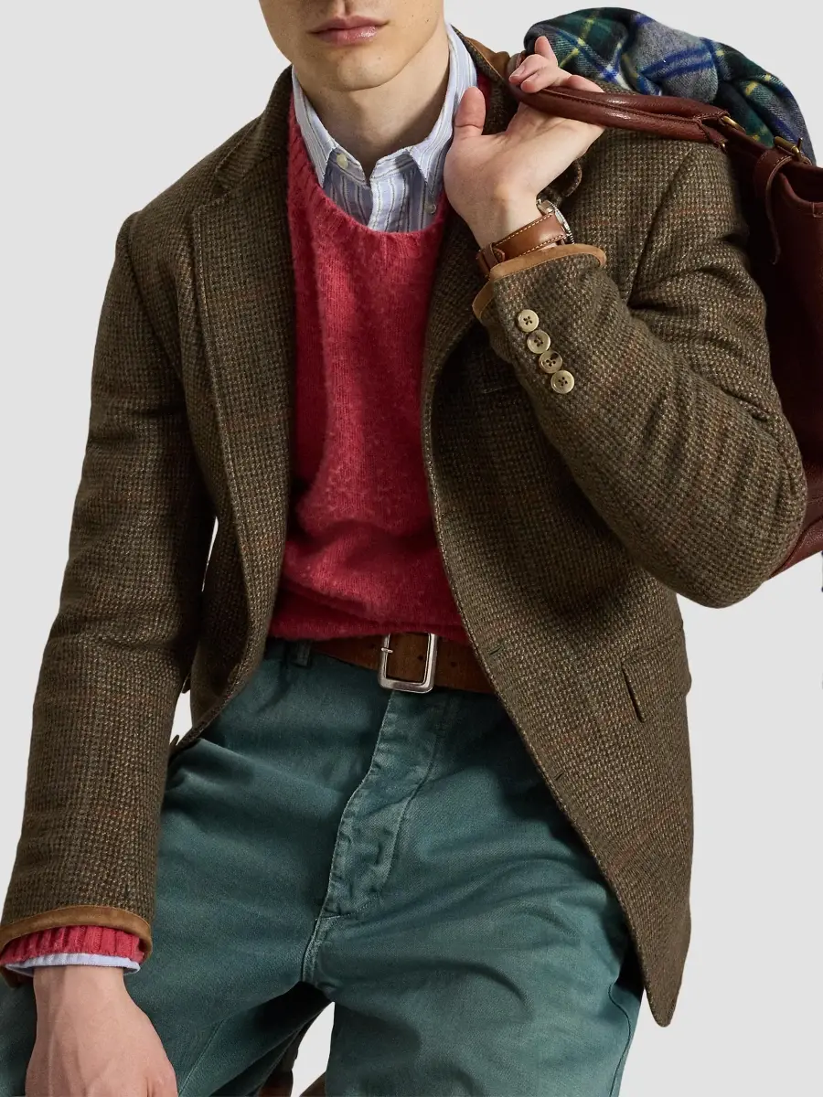 Polo Ralph Lauren Men's Elbow-Patch Wool-Cashmere Crewneck Sweater | Thumbnail 6 Polo Ralph Lauren Men's Elbow-Patch Wool-Cashmere Crewneck Sweater | Thumbnail 6